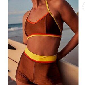 Free People x Atmosea Sunset Surf Halter Bikini Swim Top Size L
